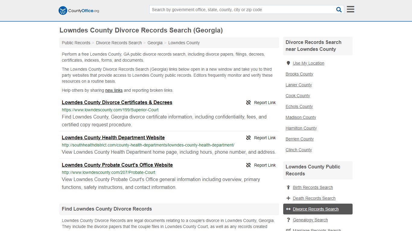 Lowndes County Divorce Records Search (Georgia) - County Office